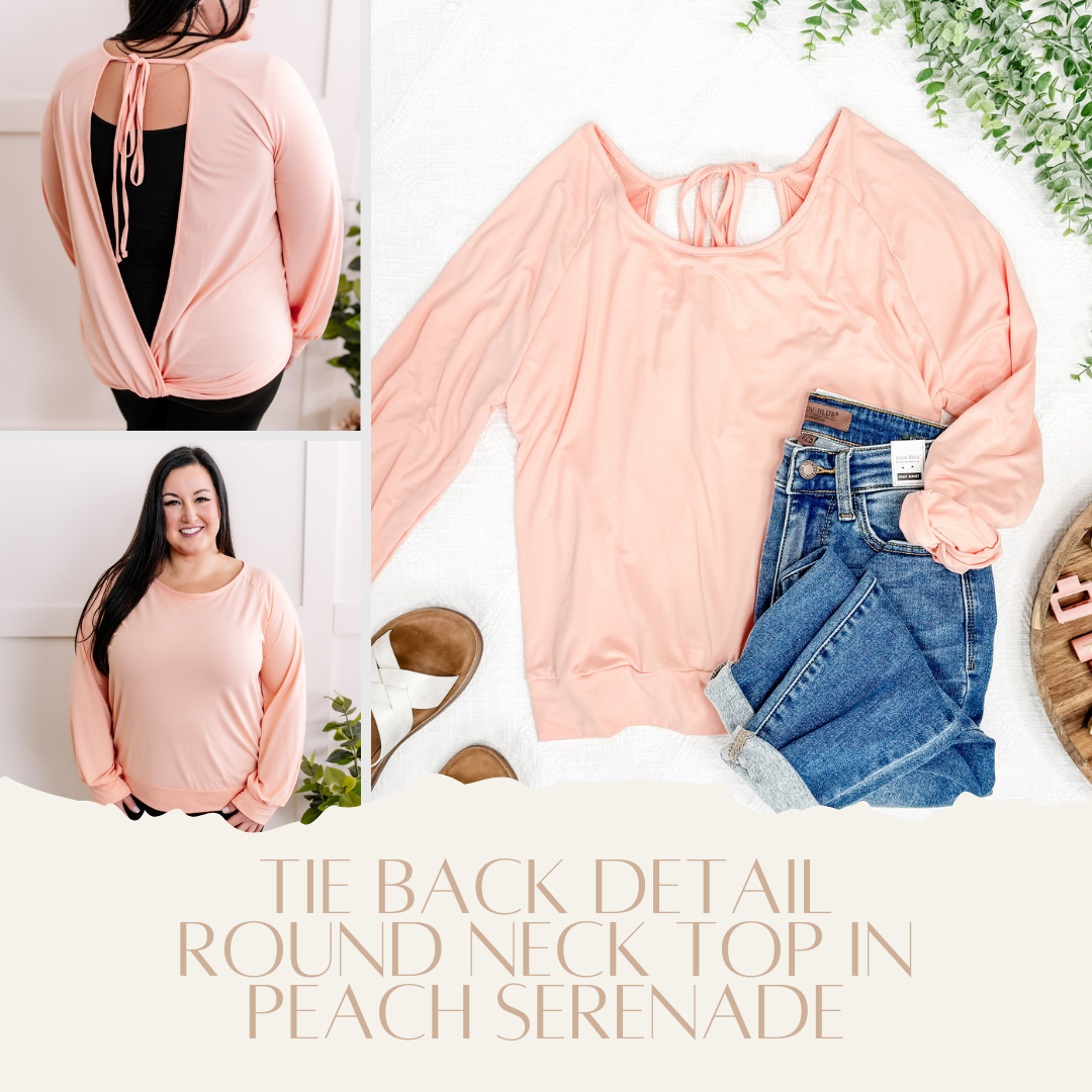 2.9 Tie Back Detail Round Neck Top In Peach Serenade