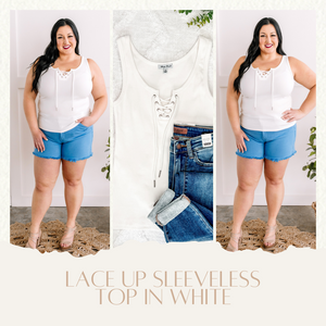 3.18 Lace Up Sleeveless Top In White