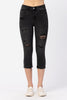 Judy Blue High Waist Black Distressed Skinny Capri