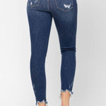 Judy Blue Mid-Rise Raw Hem Destroyed Skinny Jeans