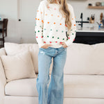 Candy Buttons Pom Detail Sweater