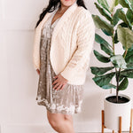 12.18 Open Front Coccoon Cable Knit Cardigan In Natural Cream