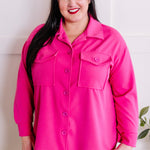 1.24 Button Down Stretchy Shacket In Malibu Pink