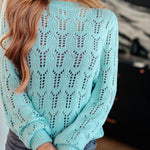 Hole In One Sheer Pointelle Knit Sweater