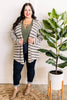 11.10 Knit Cardigan With Pockets In Beige & Charcoal Stripe