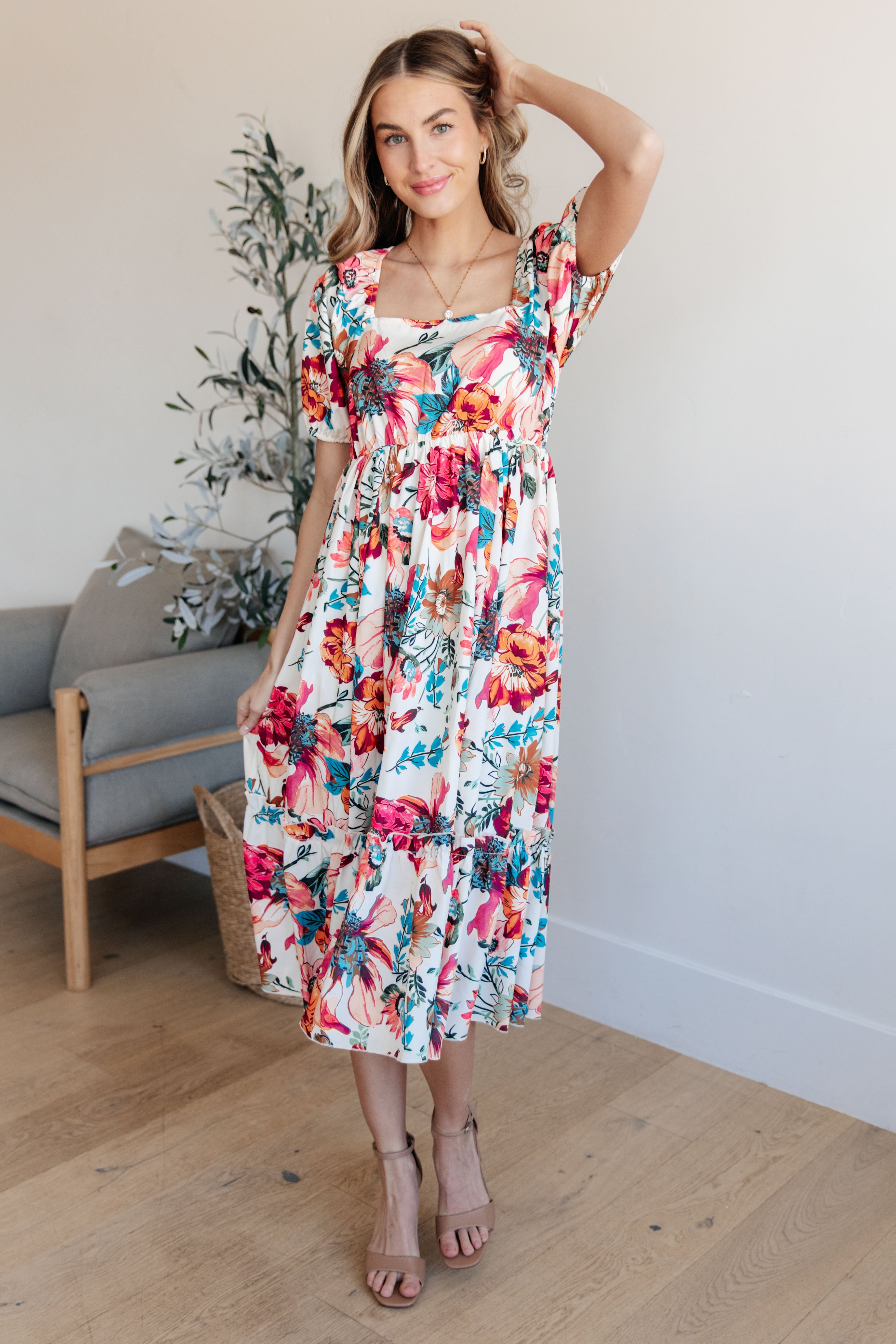 Let Me Frolic Balloon Sleeve Floral Dress