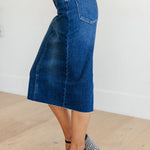 Marcy High Rise Denim Midi Skirt