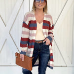 Feeling Fall-y Striped Sweater, Blue & Rust