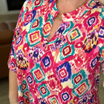 Lizzy Top in Hot Pink Ikat