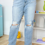 Rose High Rise 90's Straight Jeans in Light Wash