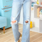 Rose High Rise 90's Straight Jeans in Light Wash