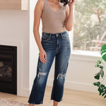 Whitney High Rise Distressed Wide Leg Crop Jeans