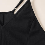 Textured Sleeveless V-Neck Pocketed Jumpsuit