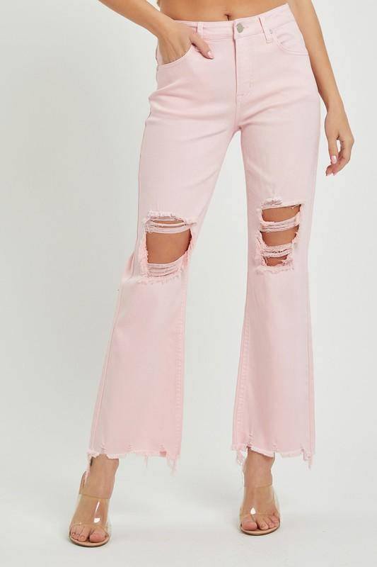 Risen High Rise Destroyed Straight Pants