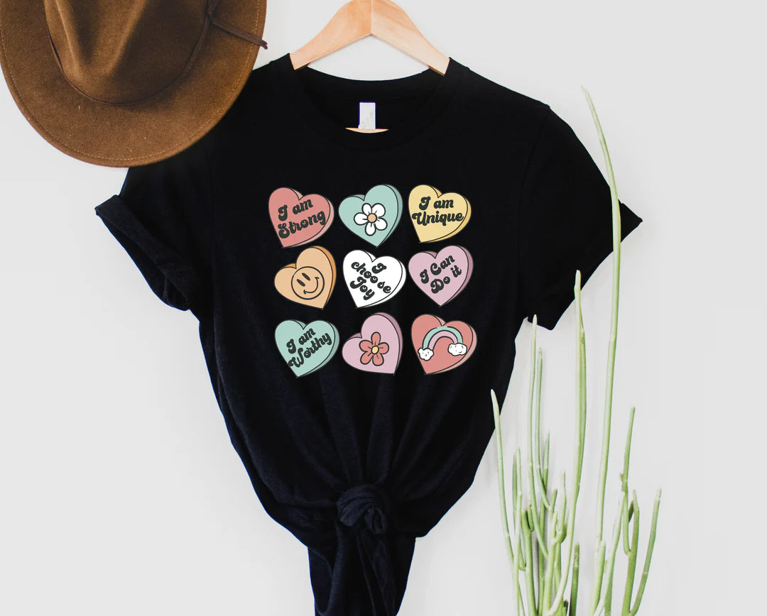 Positive Affirmation Hearts tee